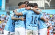 Jugadores de Sporting Cristal celebrando su victoria 3-1 ante Atlético Grau