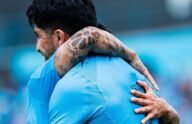 Jugadores de Sporting Cristal celebrando el gol de Rafael Lutiger contra Atlético Grau